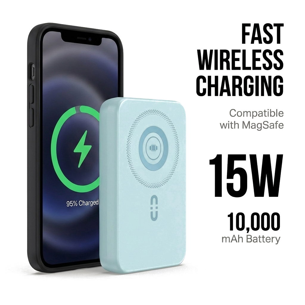 Sekage Power Bank sky blue - 15W wireless charging